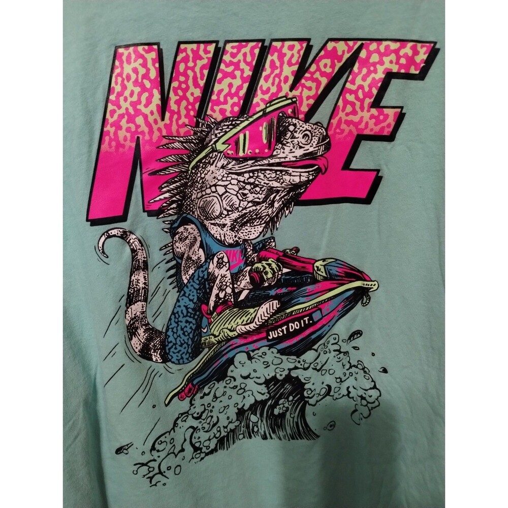 Nike Just Do It Men's Shirt-2XL Mint Green Lizard Jet Ski Graphic Tee